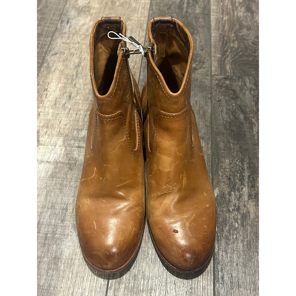 Frye Carson Piping Ankle Boots Cognac Tan Leather Western Booties Size 8